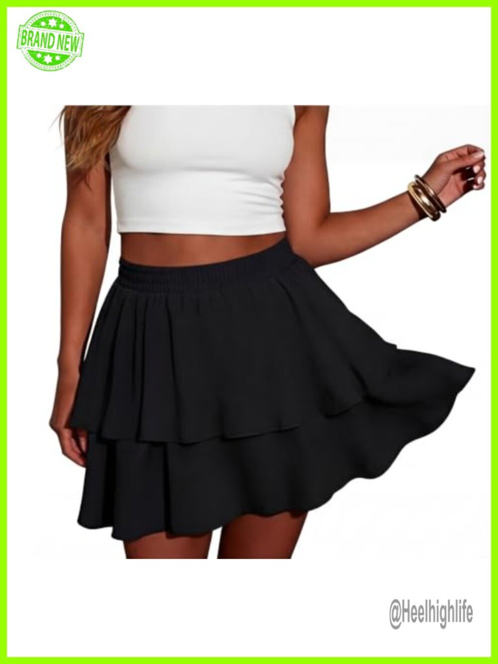 Boho Mini Skorts Flowy Ruffle Tiered Skirt with Shorts Underneath Pockets
